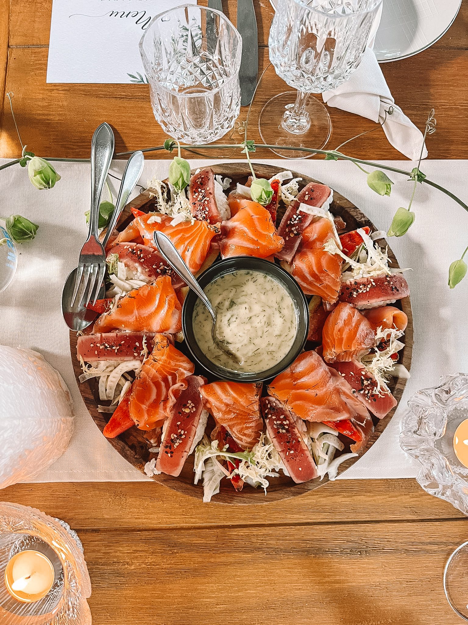 Hoogwaardige gerechten van Dufais catering tijdens een feest